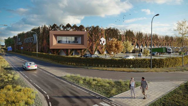 Zijaanzicht natuurinclusief DC Ara Almelo dat ontworpen is door Heembouw Architecten