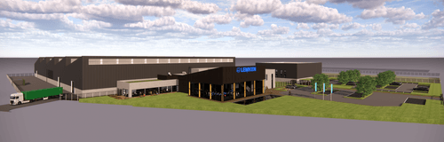 Render van nieuwe machinefabriek Lemken bouwt Heembouw in Dinteloord