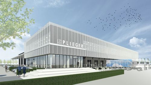 Impressie nieuwbouw distributiecentrum Plieger ontwerp Habeon Architecten