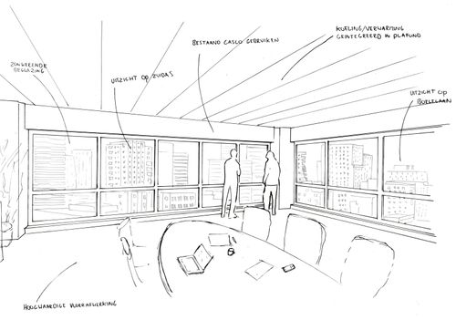 Schets ontwerp verduurzaming en modernisering kantoor Metropolitan Amsterdam